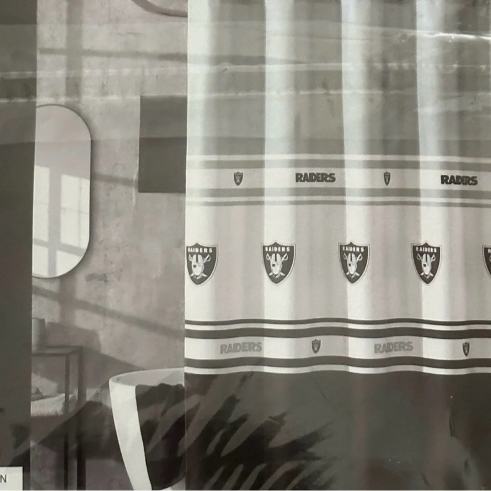 Raiders Black and White Shower Curtain